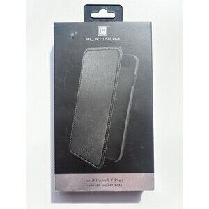 Platinum Genuine Leather Folio Wallet Phone Case For Apple iPhone 7 Plus Black